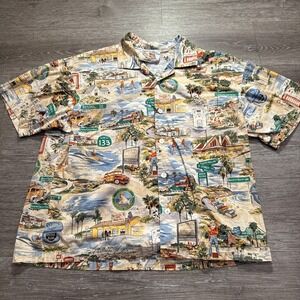 Matt Rider Shirt Mens Extra Large Button Up Laguna Beach Cars Surfboards Graphic